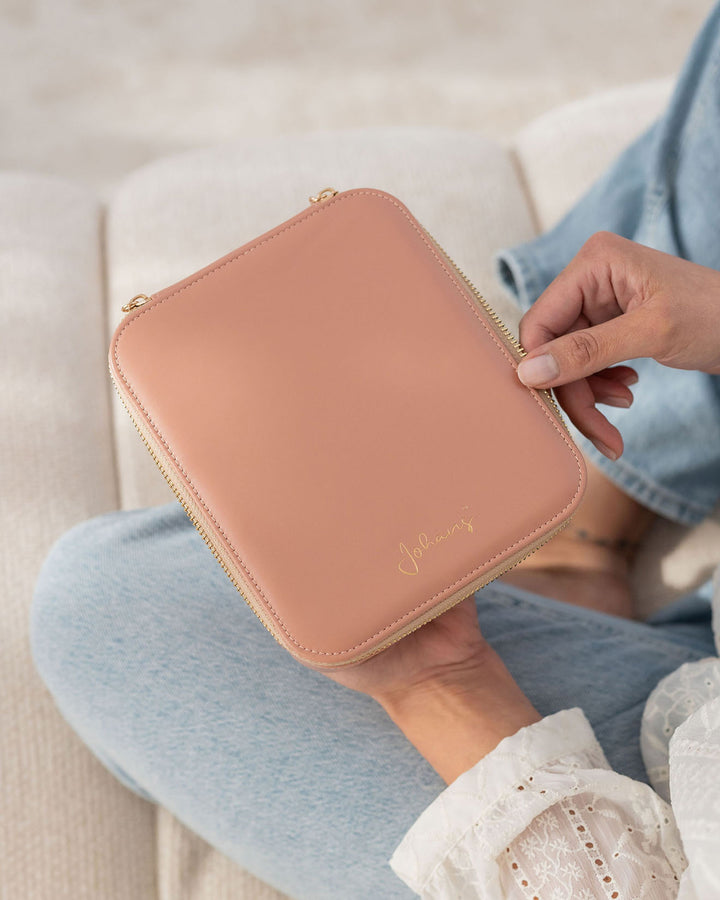 Brillenbox Rosé Classic - Aufbewahrung für 3 Brillen aus Kunstleder