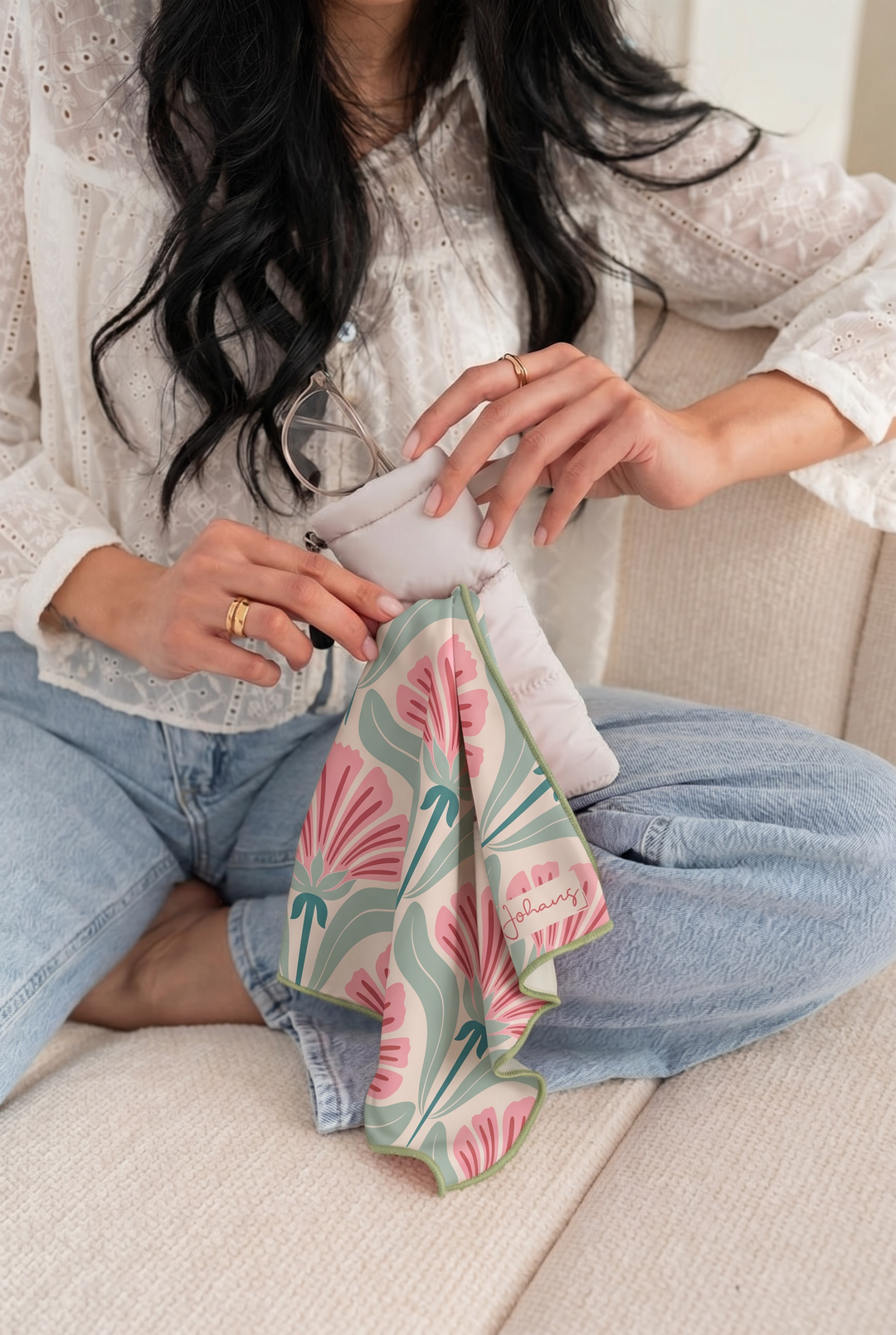 Brillen- und Displaytuch "Blush Bloom"