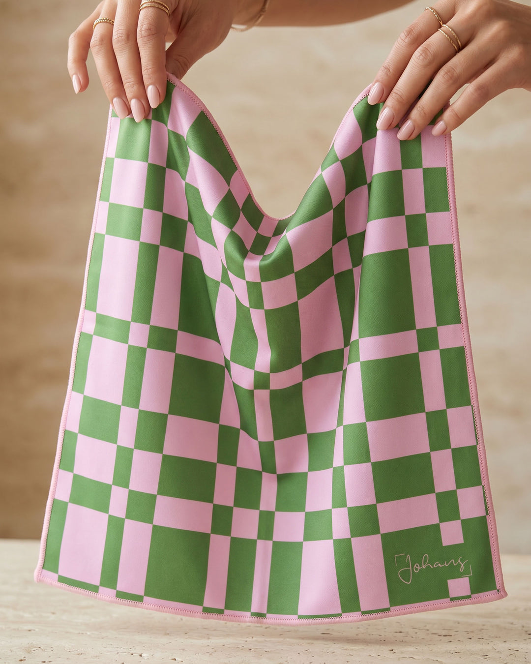 Brillen- und Displaytuch "Green Pink Square"
