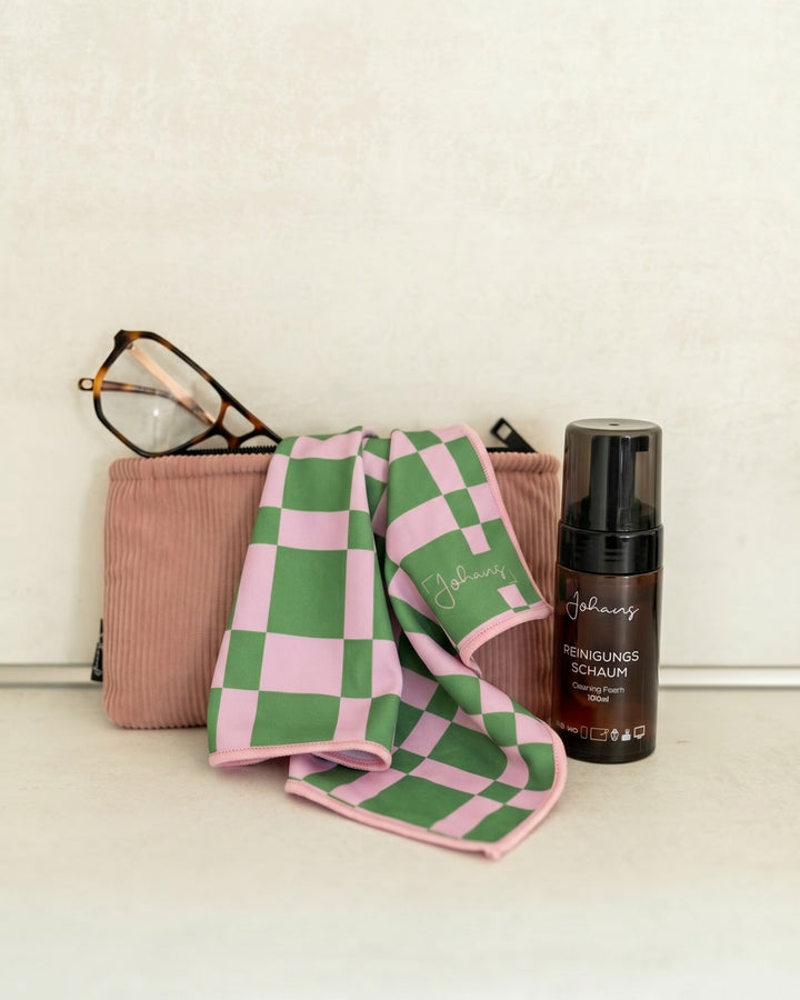 Brillen- und Displaytuch "Green Pink Square"